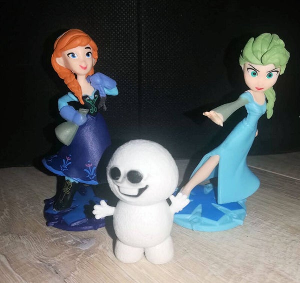 Fr0zen set B - figure Anna, Elsa (capelli verdi) + Pupazzo di neve
