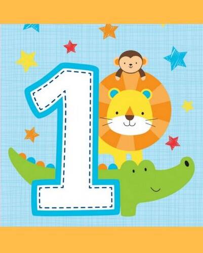 Inviti / Auguri 1o Compleanno personalizzati - set di 4 Biglietti 15x10cm