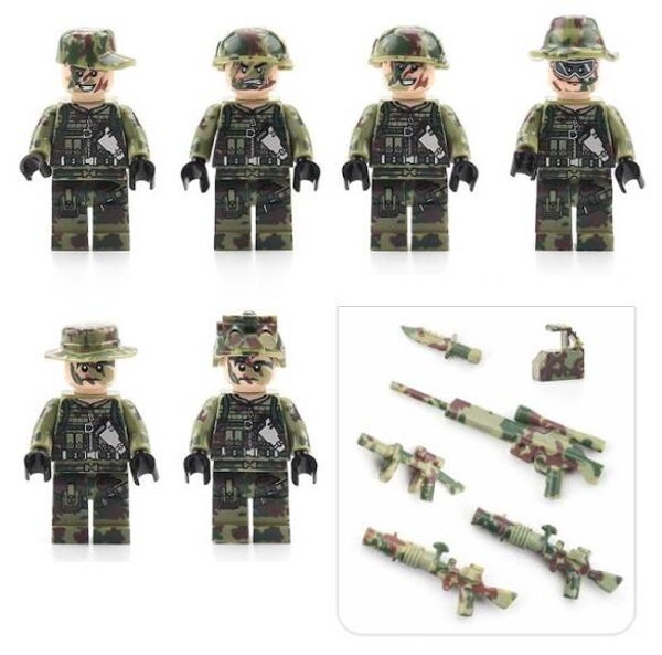 set Esercito - 6 Minifigure di mattoncini (da costruire)