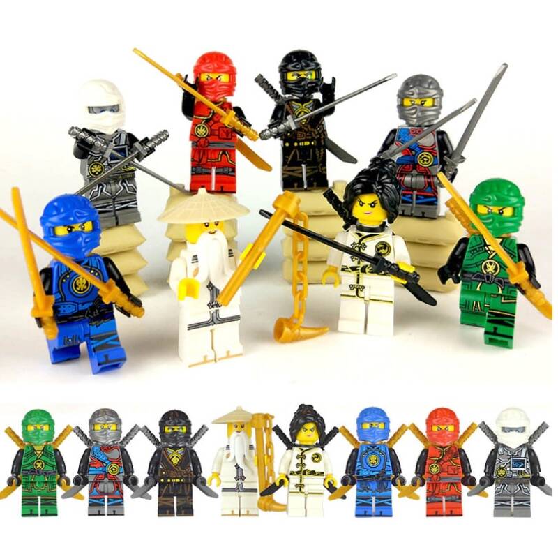 Ninjago (Ninja Go) set D - 8 Minifigure di mattoncini (da costruire)