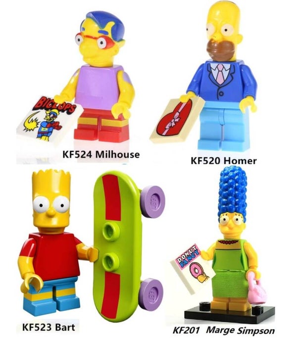 I Simpsons B - set di 4 Minifigure di mattoncini (da costruire)