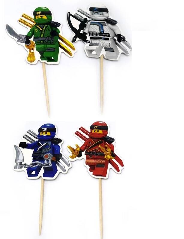 Topper Ninjago (Ninja Go) set C - 4 pezzi - lunghezza a scelta