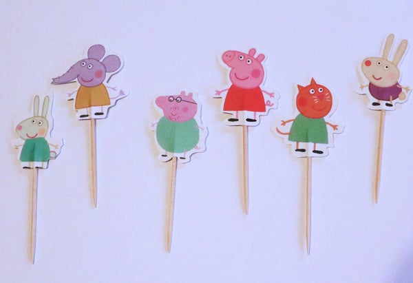 Toppers Peppa Pig set A - 6 pezzi - lunghezza a scelta