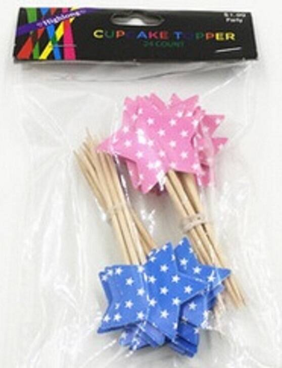 Topper Stella 3cm blu o rosa - lunghezza a scelta