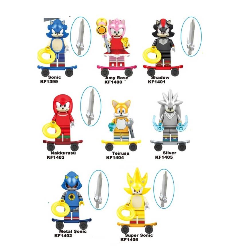 S0nic set D - 8 Minifigure di mattoncini (da costruire)