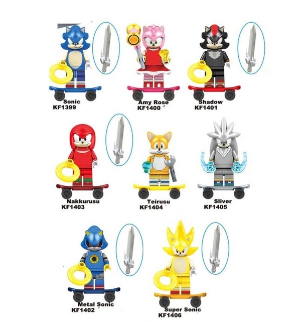 S0nic set D - 8 Minifigure di mattoncini (da costruire)