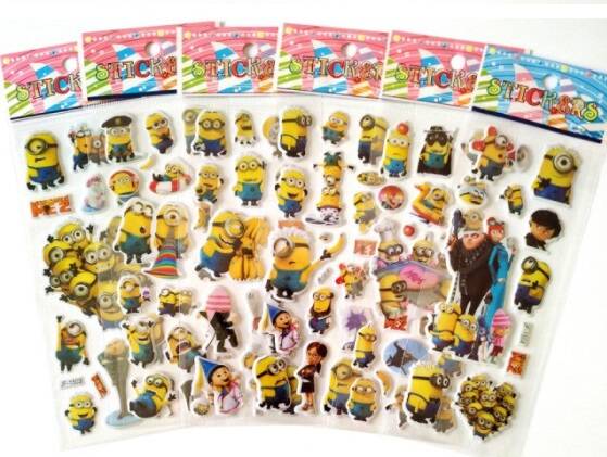 Adesivi rimovibili 3D Minions - 1 foglio