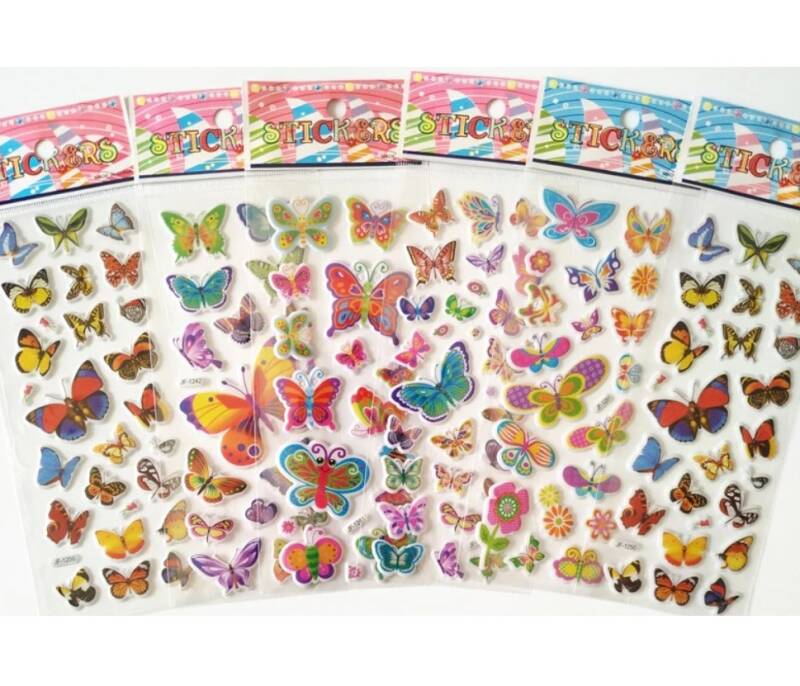 Adesivi rimovibili 3D Farfalle - 1 foglio