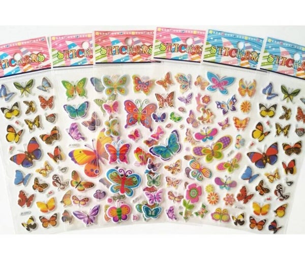 Adesivi rimovibili 3D Farfalle - 1 foglio