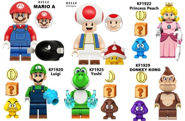 Super Mario - Minifigura di mattoncini a scelta (da costruire)