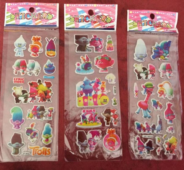 Adesivi rimovibili 3D Trolls- 1 foglio