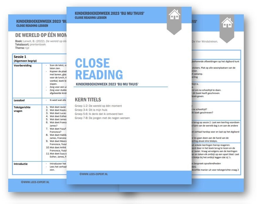 Close Reading lespakket Kinderboekenweek 2023 'Bij mij thuis'