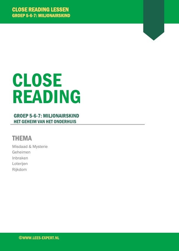 Close Reading les 'Miljonairs kind'