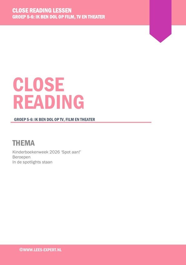 Close Reading les 'Ik ben dol op FILM, TV en THEATER'