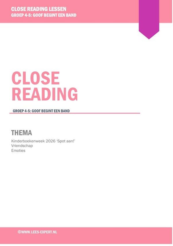 Close Reading les 'Goof begint een band'