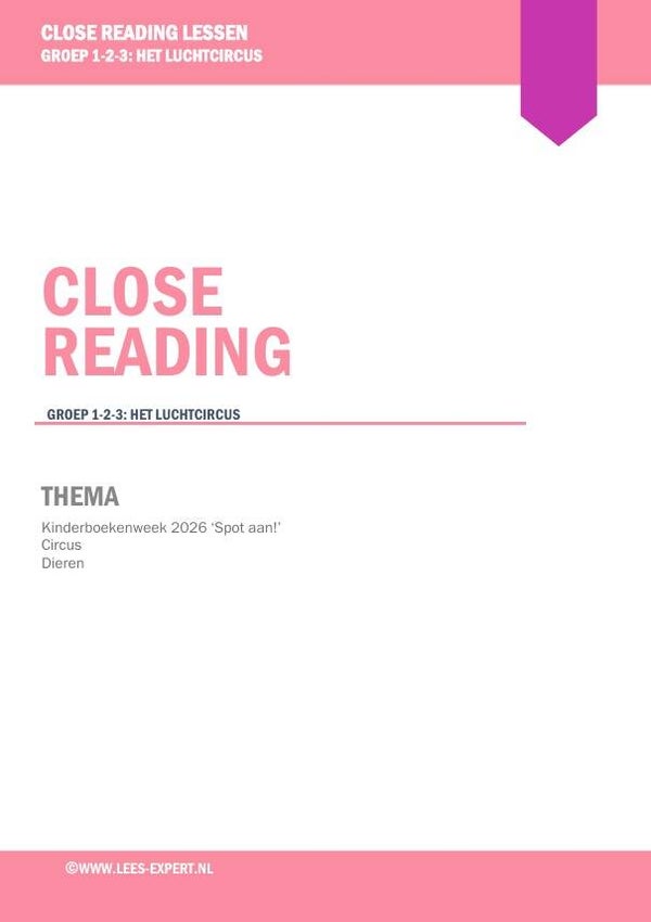 Close Reading les 'Het luchtcircus'