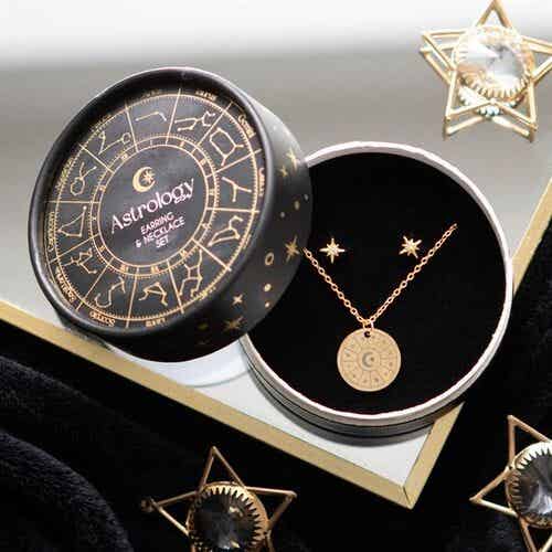 Astrology Wheel Earring And Necklace Set