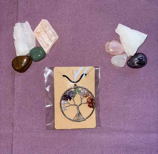 Tree Of Life Crystal Chip Necklace