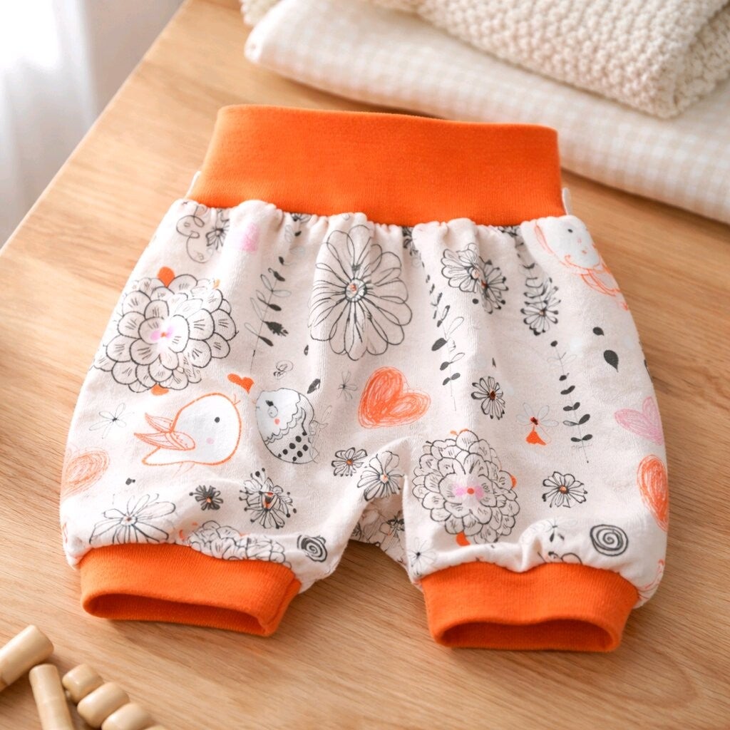 Kurze Pumphose Vögel 98/104 (orange)