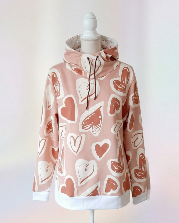 Sommer - Hoodie aus leichtem Sommersweat mit Herzen Größe 42