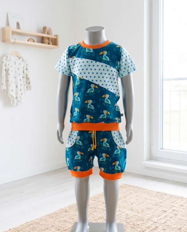 Set aus T-Shirt mit passender kurzer Pumphose Tukan Größe 122