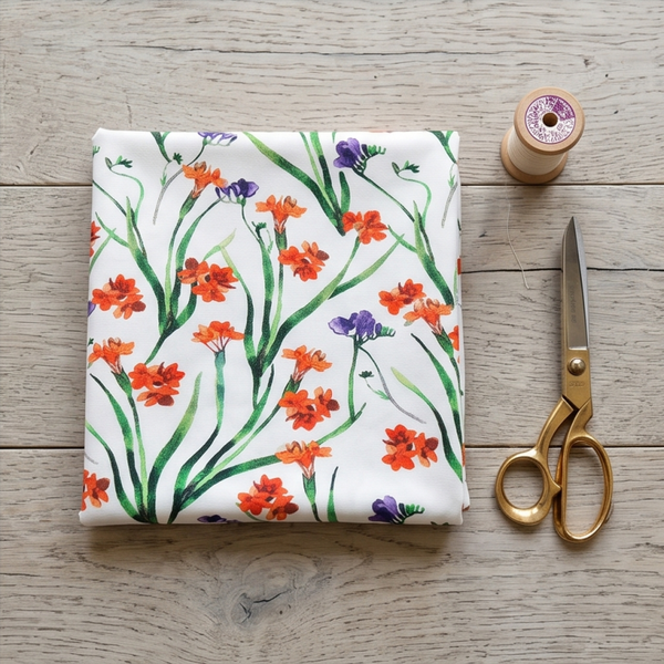 Jersey Stoff Blumenranken