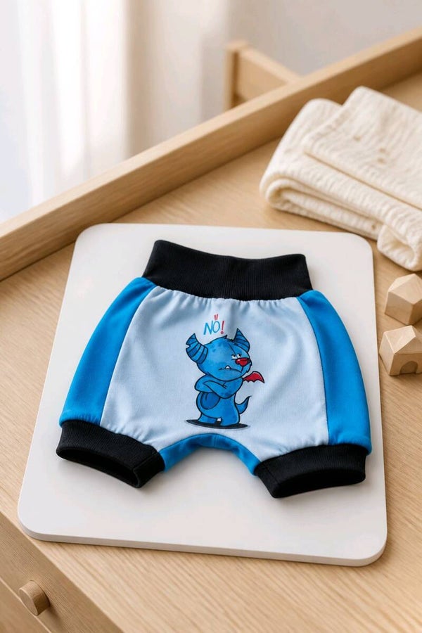 Kurze Pumphose "Nö" Monster blau 98/104