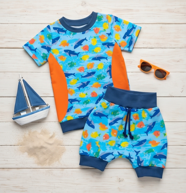 Set aus kurzer Pumphose mit passendem T-Shirt Größe 98/104