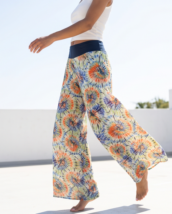 Luftige Musselin Hose Batik dunkel Größe 40