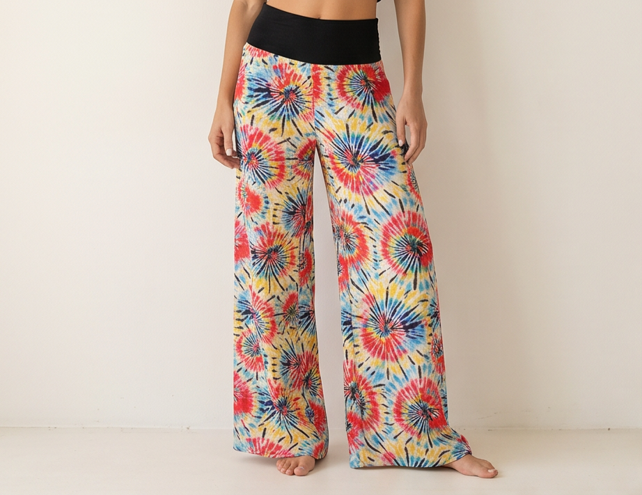 Luftige Musselin Hose Batik hell Größe 40