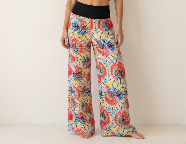 Luftige Musselin Hose Batik hell Größe 40