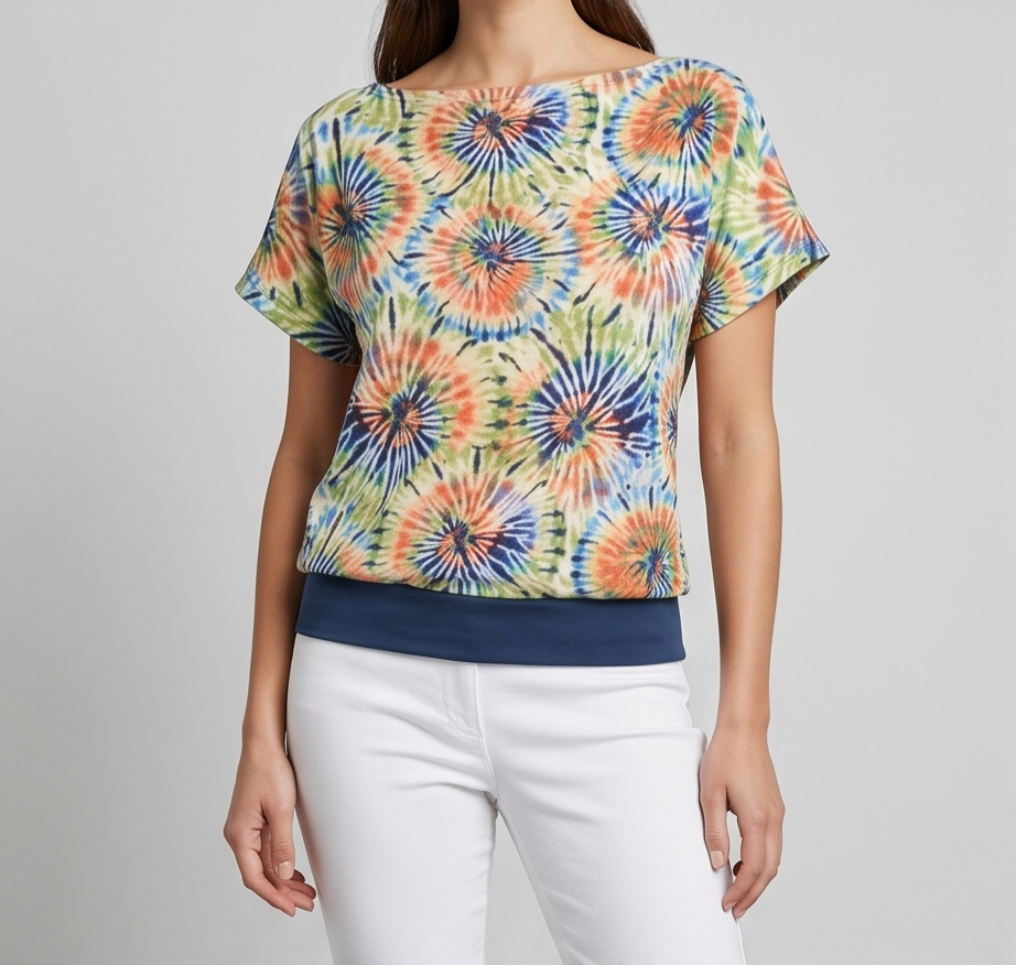 Musselin T-Shirt Größe 40/42 Batik mit lockerem Arm