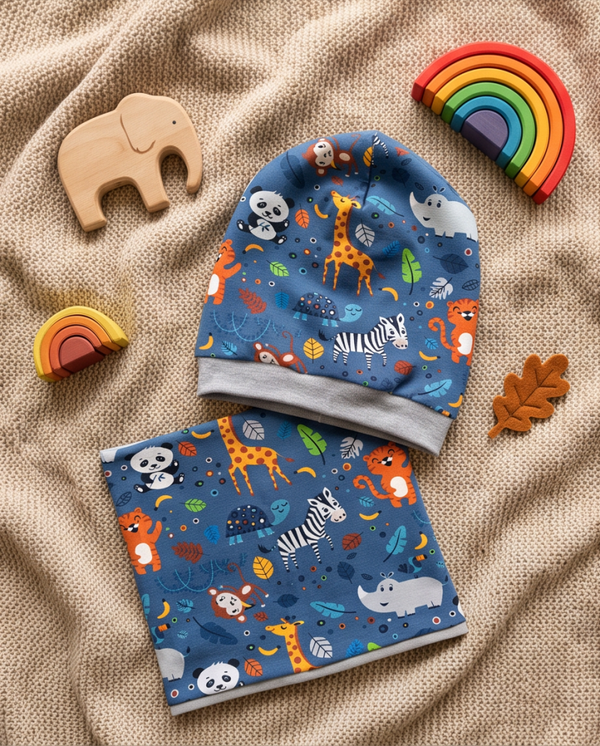 Beanie Loop Set wilfe Tiere Kopfumfang 47-52cm