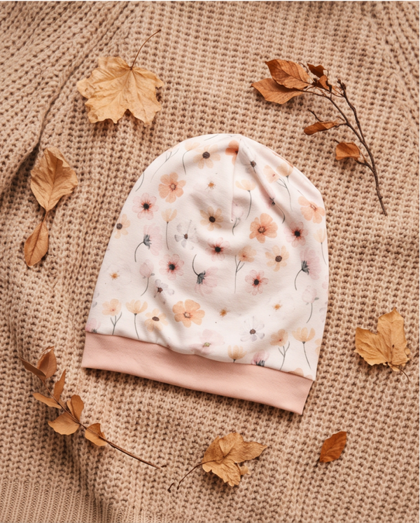 Beanie Mütze Wildblumen Kopfumfang 48-54cm