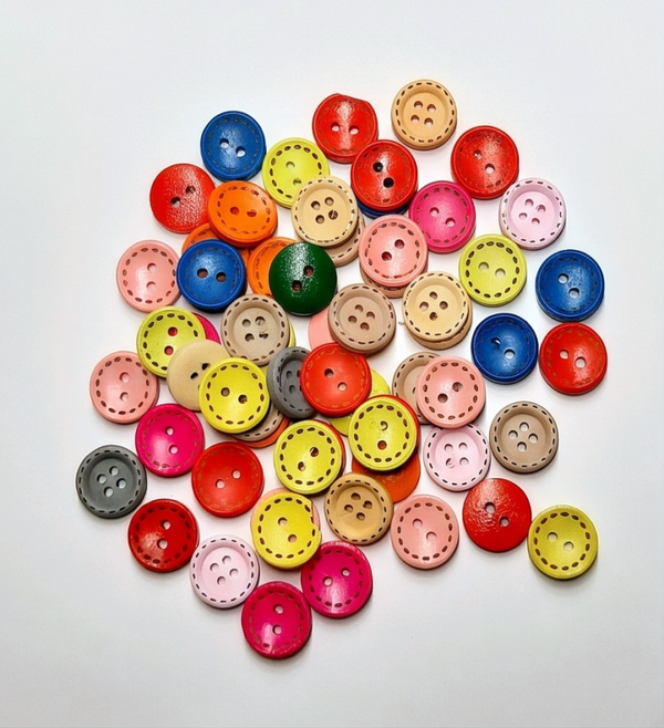 Bunte Holzknöpfe 15mm (5er Set)