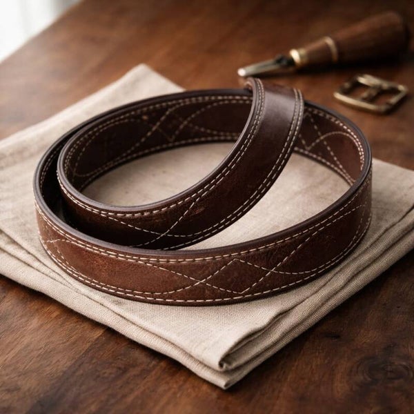 Ledergürtel mit Ziernäht XS bis XXL