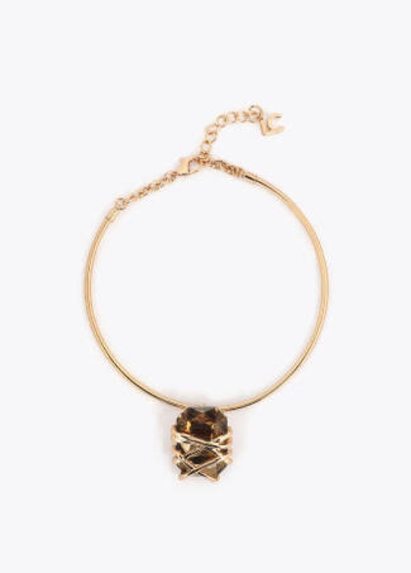 CHOKER METÁLICO MAXI CRISTAL CON DETALLES METÁLICOS
