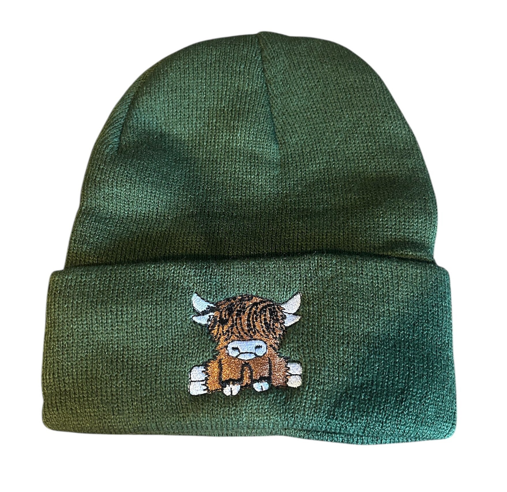 Highland Cow Embroidered Beanie
