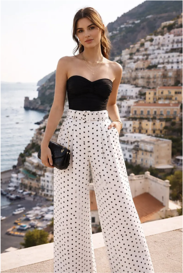 Pantalon LISA - Palazzo fluide à pois femme TU (du 36 au 42)