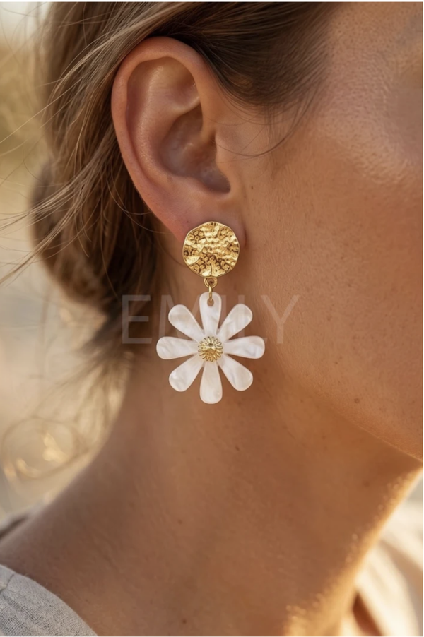 Boucles d'oreilles MARGUERITE - Acier inoxydable doré