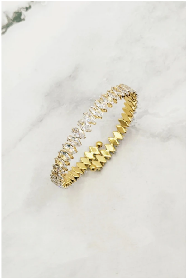 Bracelet cristal souple - Acier inoxydable doré