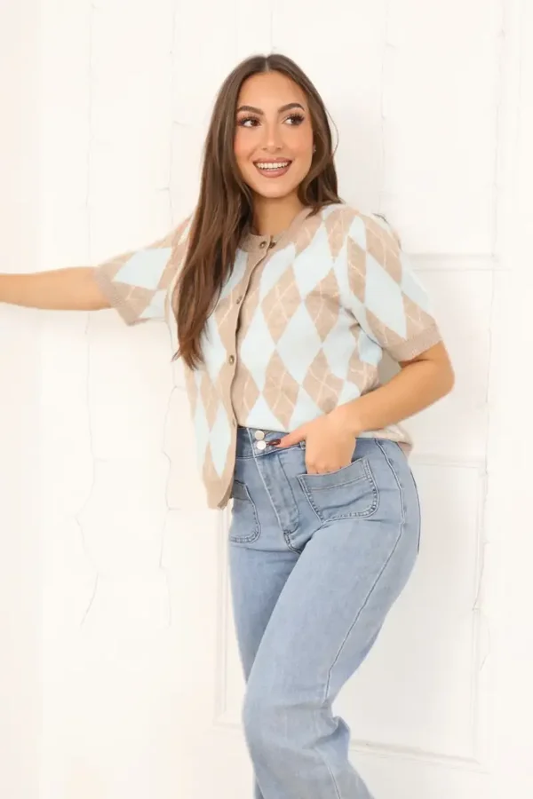 Gilet RORY - Motif carreaux & style moderne (TU)