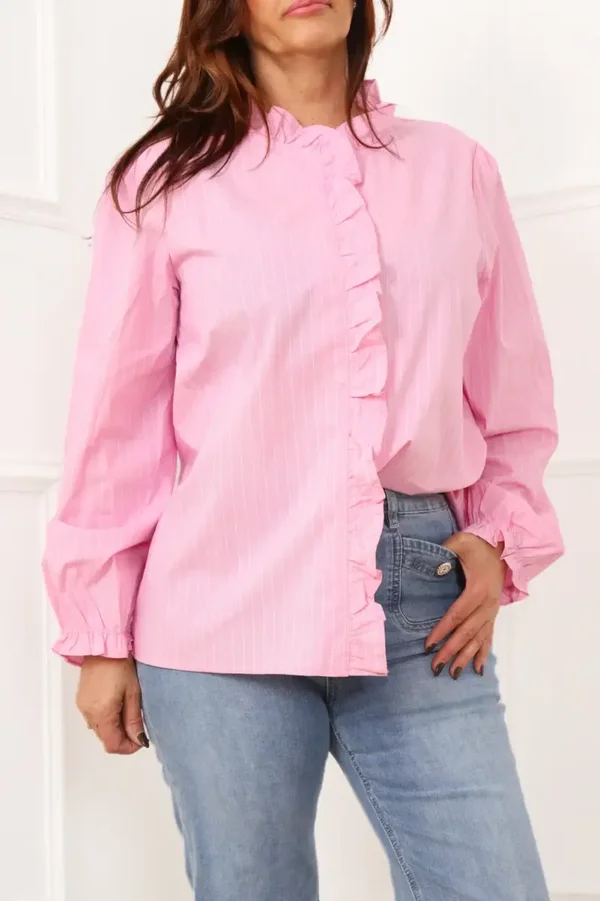 Chemise FANNY GT -  Rayures délicates & détail volanté du XL au XXXL (du 42 au 46)