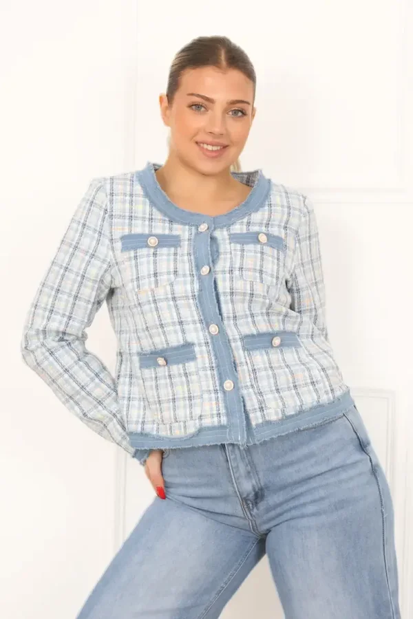 Veste DINA - Tissu bimat jean & couoe élégante du S au L (36 au 40)