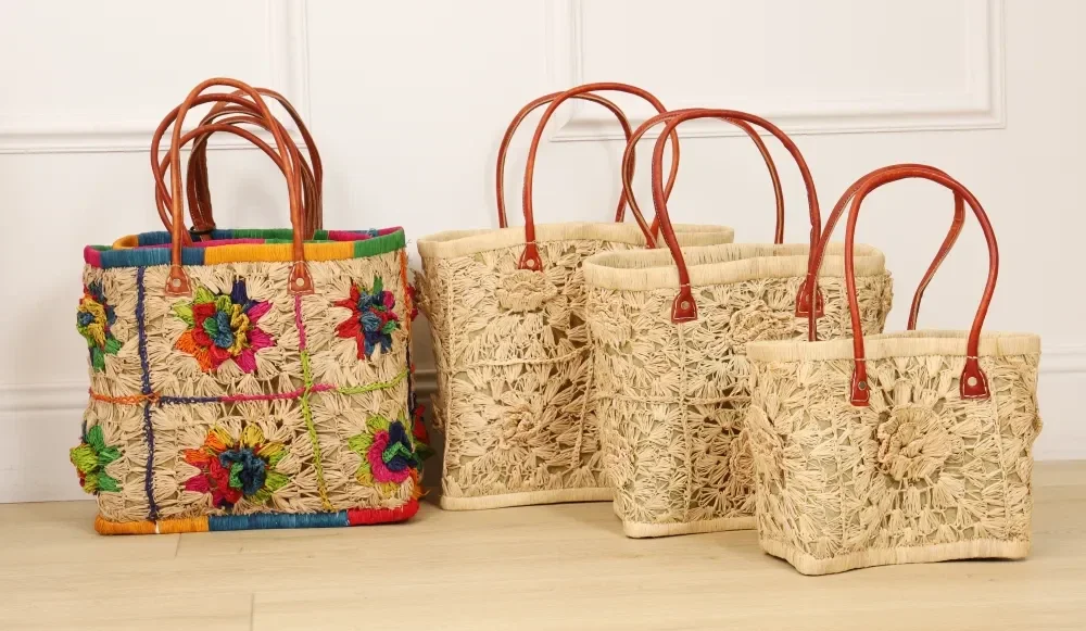 Paniers TINA - Finition fleurie & charme naturel (à l'unité ou en lot de 3)