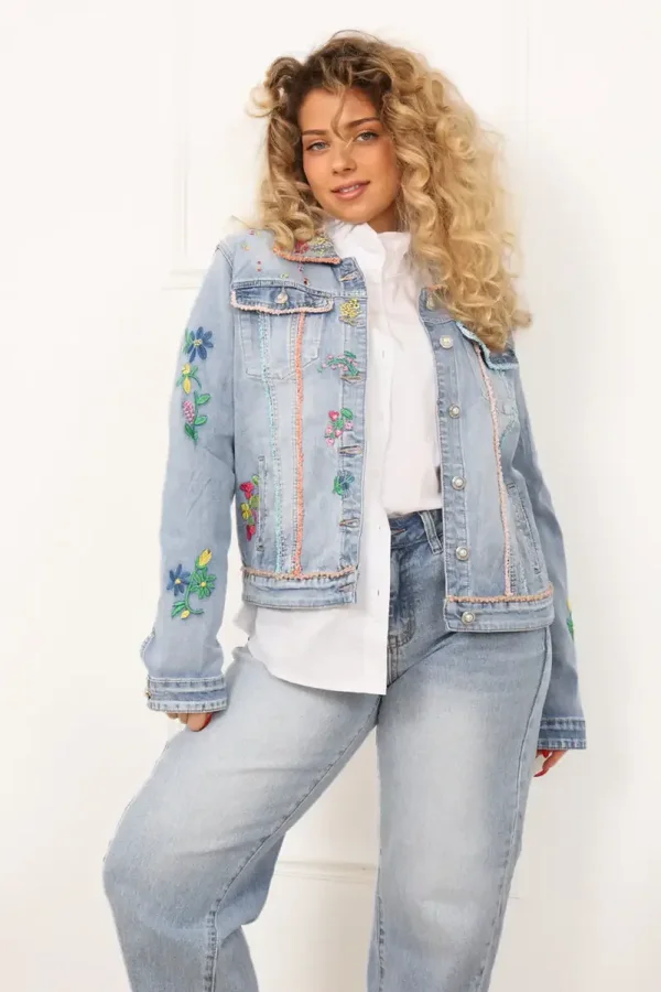 Veste NOEMIE - Vest jean brodé & finitions raffinées du S au  XXL (36 au 44)