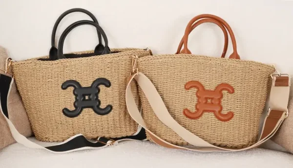 Sac BARRA – Panier tressé avec logo décoratif et bandoulière – TU