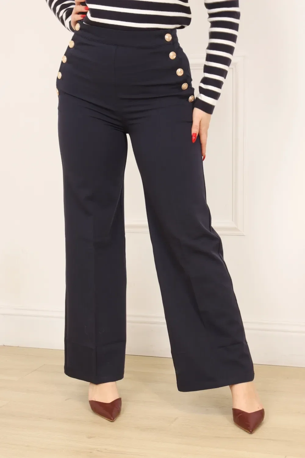 Pantalon FANNY - Pantalon chic NAVY femme du XS au XL (34 au 42)
