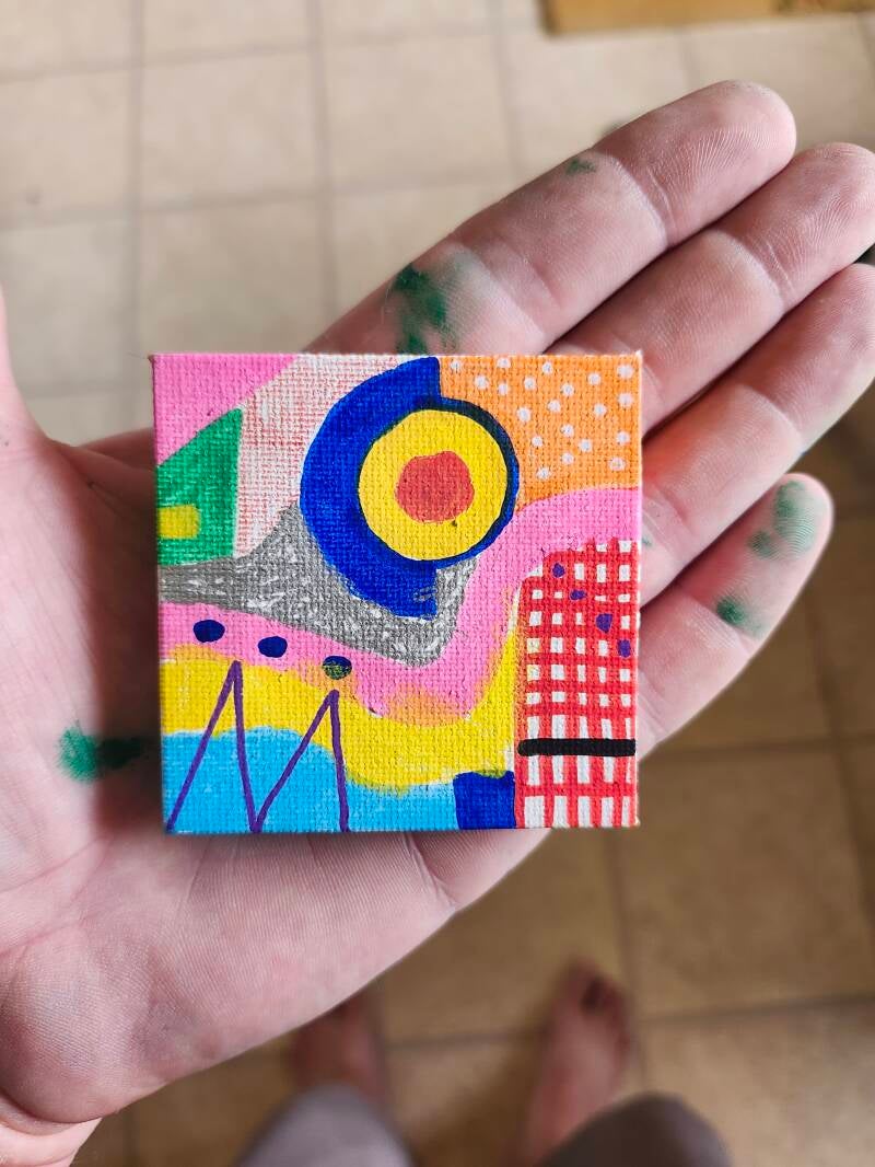 "Untitled"  2025.  6.25×6.25cms. Acrylic on canvas.   $10