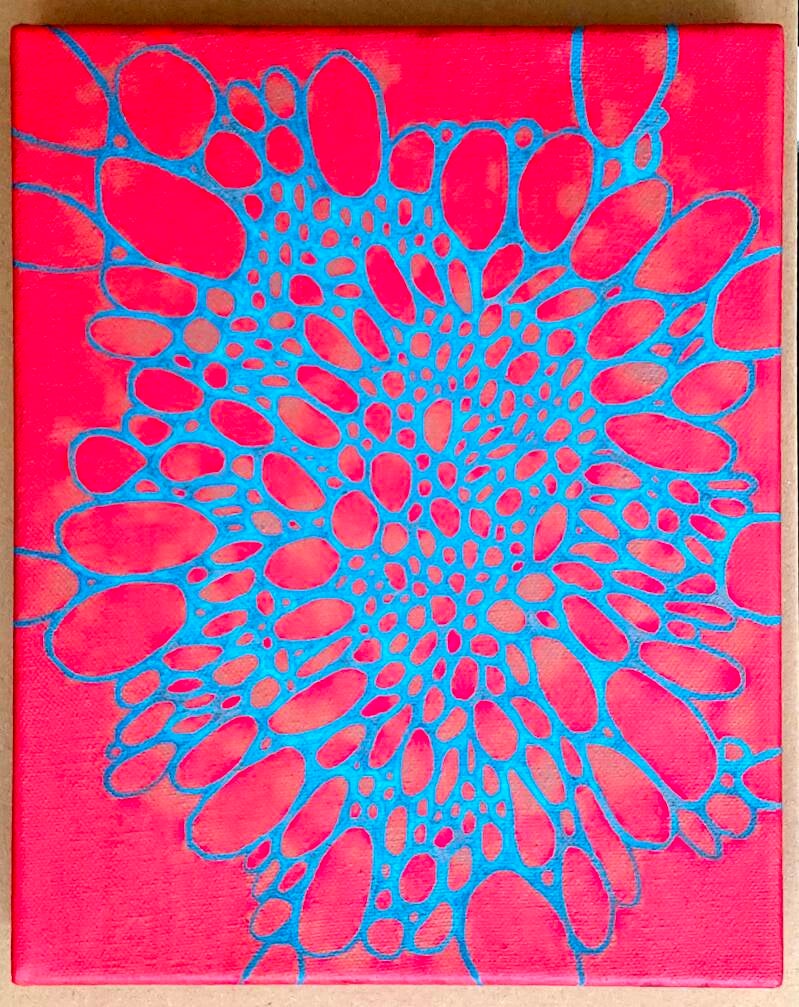 "Circling my mistakes #4"  2025.  20×25cms. Acrylic on canvas.  $50